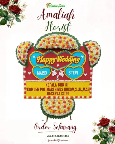 Karangan Papan Bunga Pernikahan di Harkatjaya